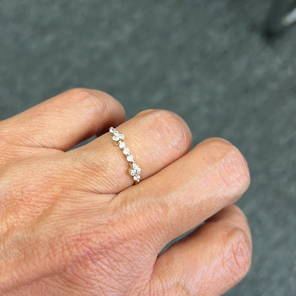 14K Gold Stackable Ring Band Flower CZ Ring all sizes available
